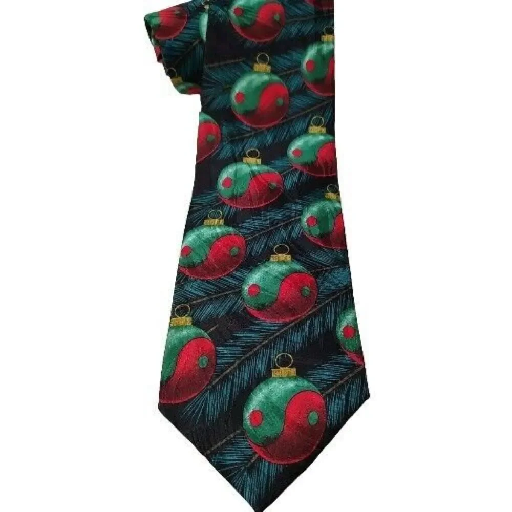 Ralph Martin Zen Ying Yang‎ Christmas Ornament Neck Tie Red Green 1996